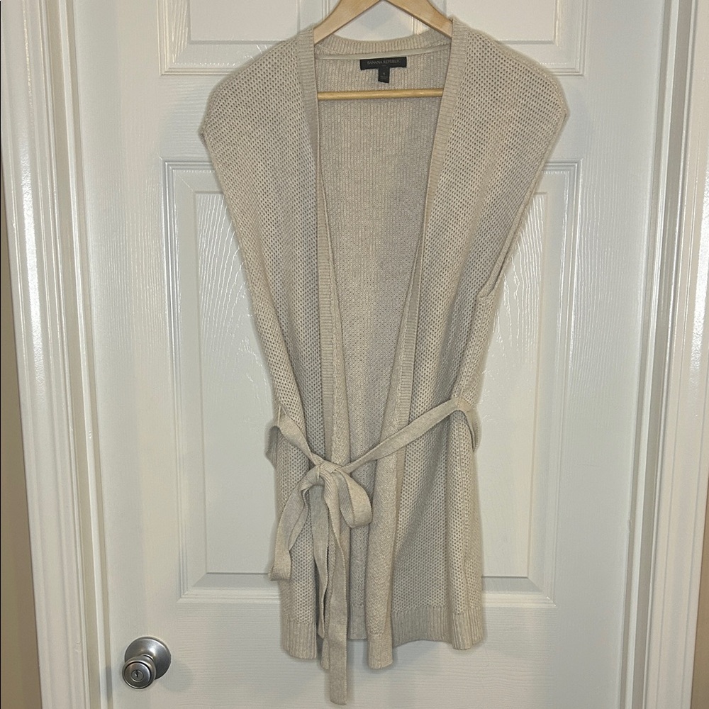 Banana Republic Cream Open-Front Cardigan